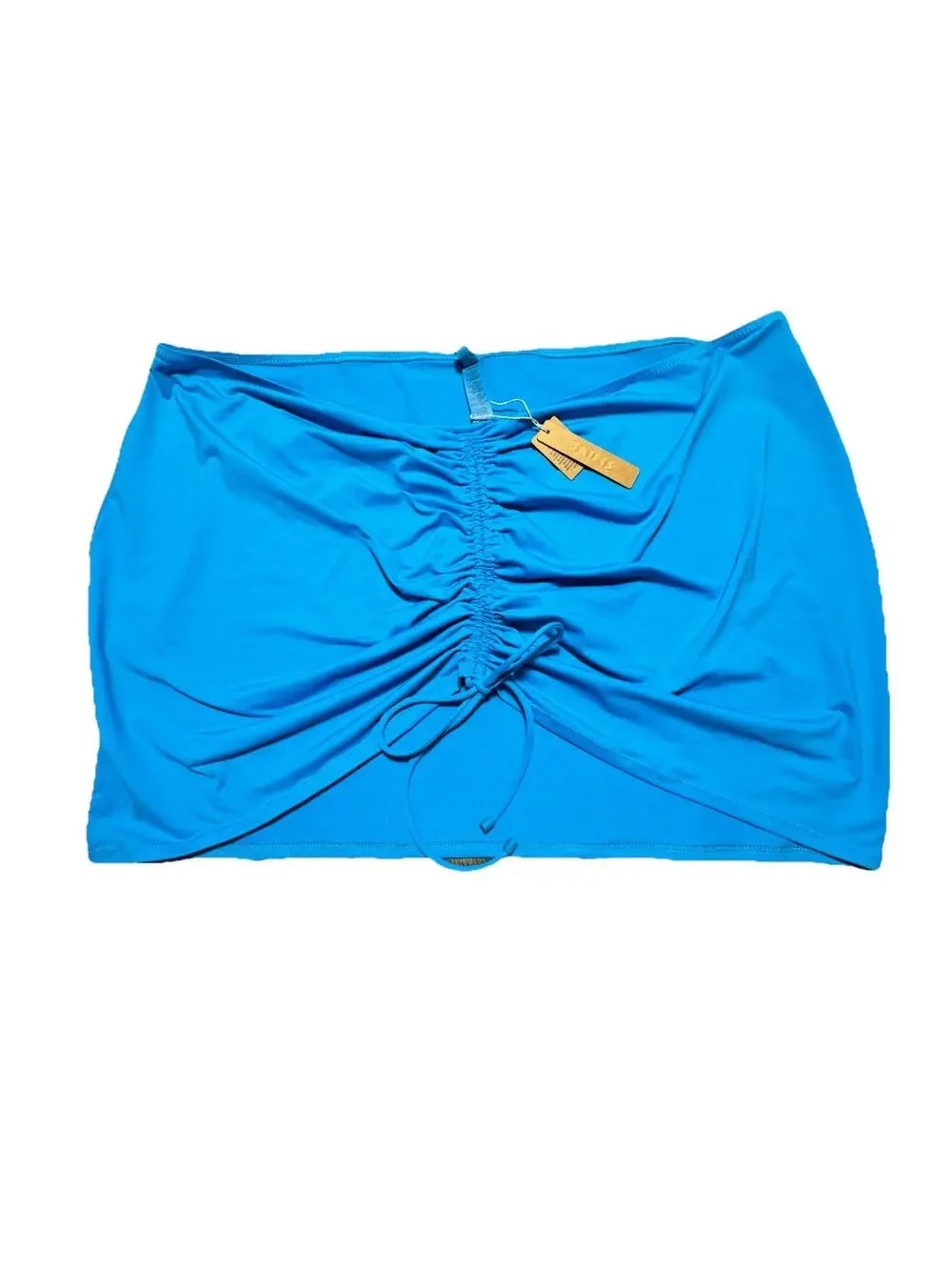 Skims Ruched Mini Skirt Womens Sz 4X Blue Nylon Stretch Pull On Swimwear Beach